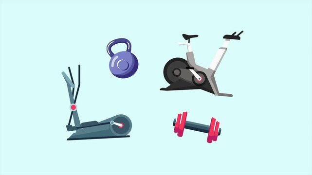 Animated video of goal gym property. Gym Property concept. Full length animation illustration. High quality&nbsp;4k&nbsp;footage
