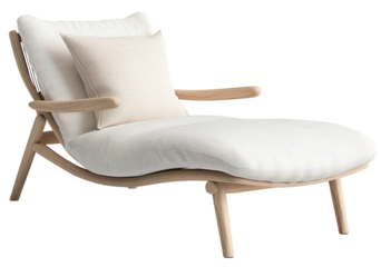 Sun lounger features curved design and soft cushion suitable for outdoor spaces. The clean lines and simple style make it ideal for relaxation in a garden or patio setting