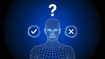 Human decision making concept with correct and wrong choices
