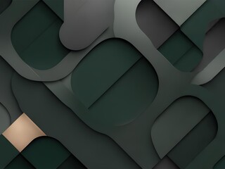 Abstract geometric background with overlapping dark green and gray shapes, accented by beige, ideal for branding, packaging, interior design, and visual identity