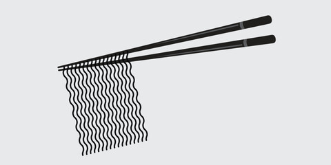 simple black and white  illustration showcasing a pair of traditional asian chopsticks resting calmly high-quality