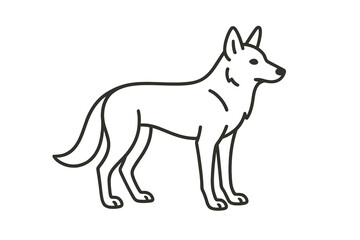 Obraz premium Wild Canine Icons. Line style icons of Wild Canines: alert stance, narrow muzzle, soft paw arc, curved tail line, upright ears,