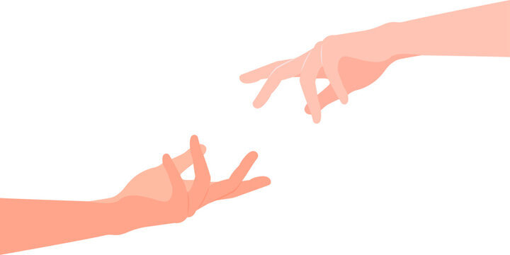 Two hands reaching out to each other, vector illustration