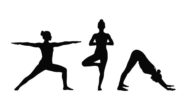 Yoga Poses Silhouettes Set for Meditation and Wellness