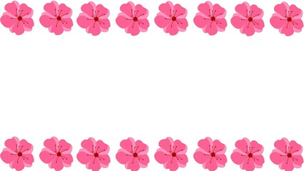 Pink blossoms form a decorative border for spring designs. This floral pattern conveys the concept of natural beauty and graceful growth, perfect for charming