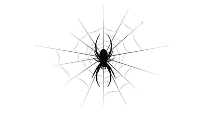 Spider on web silhouette vector illustration