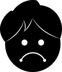Sad face silhouette. Sad child face PNG. Sad face emoji PNG. Child face vector illustration. Sad face transparent PNG. Black Sad face. Sad face symbol.