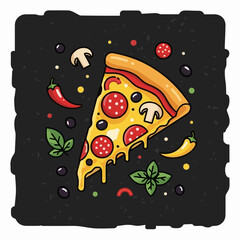 National Pizza Day design template concept. Retro cartoon fast food posters and cards. Social media templates stories posts.
