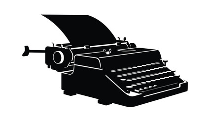 Vintage typewriter silhouette retro writing and storytelling
