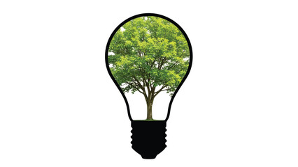 Green tree inside lightbulb ecology and renewable energy concept
