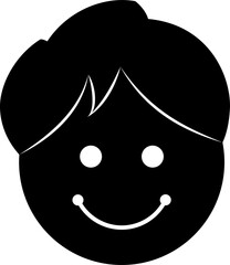 Smiling face silhouette. Happy child face PNG. Smiling face emoji PNG. Child face vector illustration. Happy face transparent PNG. Black happy face.