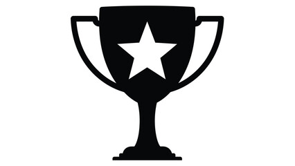 Trophy Cup with Star Success and Award Silhouette Vector
