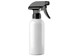 White plastic spray bottle with black trigger sprayer, isolated on white background