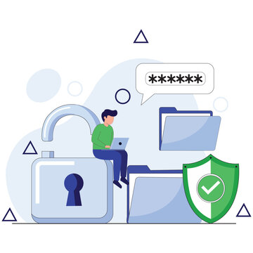 Cybersecurity Fortress: An illustration of a determined individual securing vital data, navigating the digital world with vigilance, safeguarding sensitive information from prying eyes.