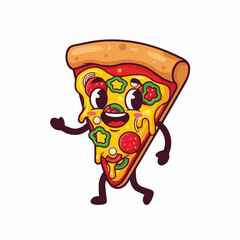 National Pizza Day design template concept. Retro cartoon fast food posters and cards. Social media templates stories posts.