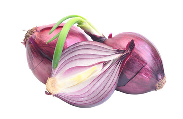 Red onion isolated on white background