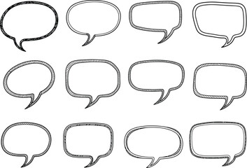 Obraz premium a collection of hand drawn speech bubbles in black and white arranged in a grid pattern showcasing various shapes and styles for communication