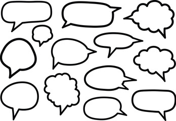 Fototapeta premium a collection of various black and white speech bubbles and thought clouds arranged on a white background offering design elements