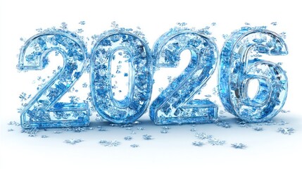 Happy New Year 2026 text design for business diary, brochure, or greeting card on white background