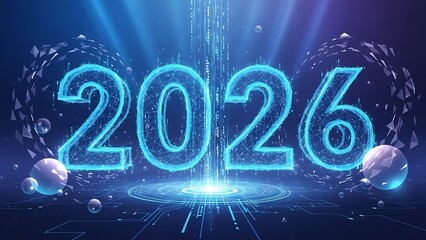 Happy New Year 2026 Abstract Futuristic Celebration Background Design