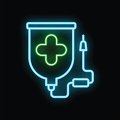 Obraz premium Vibrant neon icon depicting an iv bag, symbolizing medical treatment and healthcare services