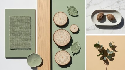 A collection of natural elements and textures for inspiring earthy interior design