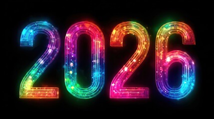 Happy New Year 2026 with Colorful Numbers for Celebration