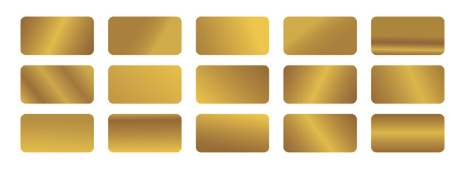 Golden premium gradient rectangle set. premium golden gradients swatches set. Vector illustration. © Gfxgner