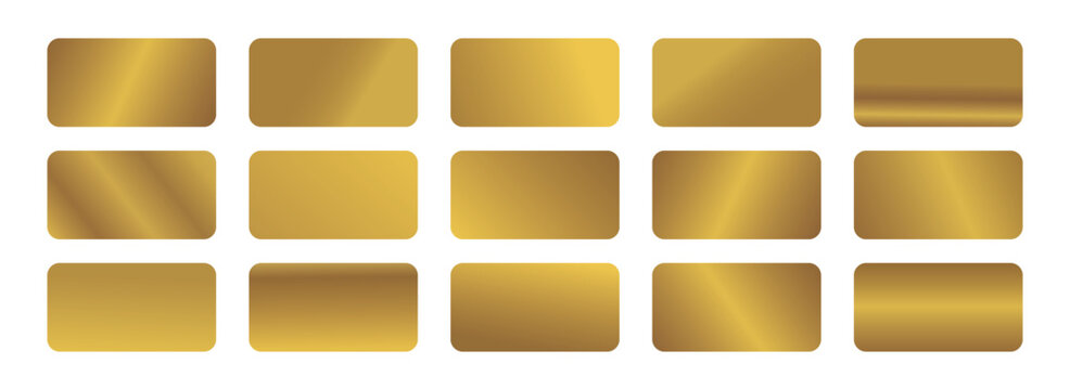 Golden premium gradient rectangle set. premium golden gradients swatches set. Vector illustration.
