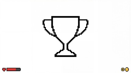 Achievement Unlocked Retro Pixel Art Trophy Icon Gaming Victory and Success Symbol Grunge Paper Tapes