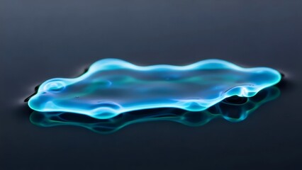 Abstract composition of luminous cyan waves in dark liquid water macro detail for atmospheric artwork inspiration