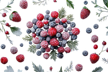 Cluster of winter berries displayed on clean white background isolated on transparent background