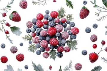 Cluster of winter berries displayed on clean white background isolated on transparent background