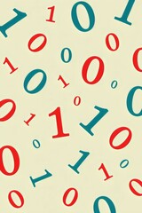 A colorful pattern of binary code numbers on a beige background