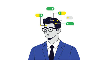 Businessman with innovative ideas and technology concepts