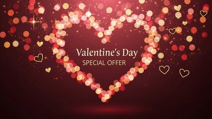 Romantic Valentine's Day heart shape with glowing bokeh lights and love theme