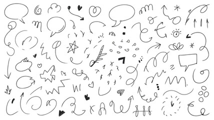 Fototapeta premium Hand drawn doodle arrows and speech bubbles for creative presentations