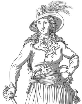 Theroigne de M&eacute;ricourt, portrait of the french revolutionary woman and feminist