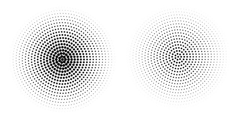 Halftone gradient. Dotted gradient, smooth dots spraying and halftones dot background seamless horizontal geometric pattern vector template set. unique dots modern circles