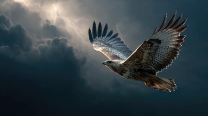Colossal Thunderbird Soaring Through Stormy Skies with Lightning
