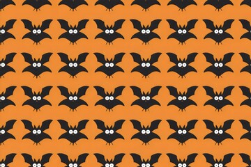 A vibrant orange background with a pattern of black bats for Halloween
