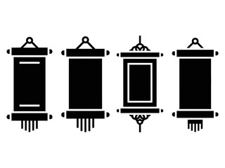 set of Chinese hanging scroll decoration icons