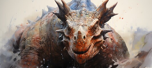 realistic photo of a glossy Triceratops ,generative AI