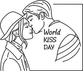 Naklejka premium Minimal world kiss day vector illustration contain, Happy kiss day.