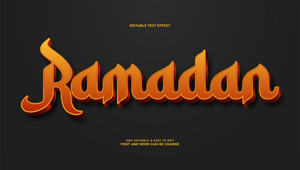 Ramadan Editable Text Effect with Orange 3D Calligraphy Style