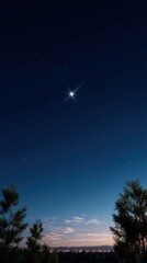 Fototapeta premium Glowing Star Symbol Illuminates Night Sky in Stunning Framing of Celestial Landscape