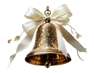 ansparent PNG image of a delicate white bell with a flowing ribbon, ideal for graphic designers and crafters. Use this versatile asset to add a touch of whimsy to your transparent background png