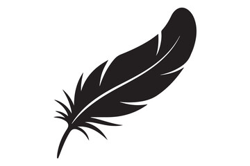 Obraz premium Minimal bird feather black silhouette icon for modern design 