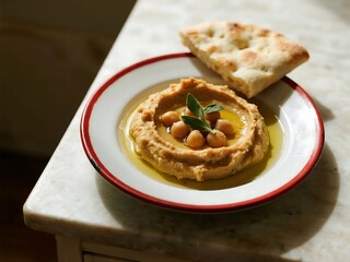 Arabic Cuisine Dishes. Hummus A chickpea puree often served with flatbread.