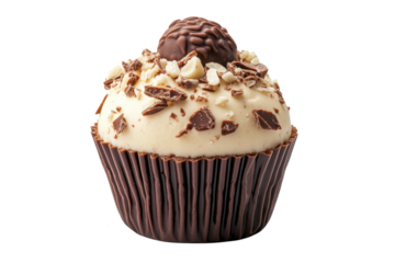 Decadent gourmet chocolate praline cupcake rich creamy dessert sweet on transparent background
